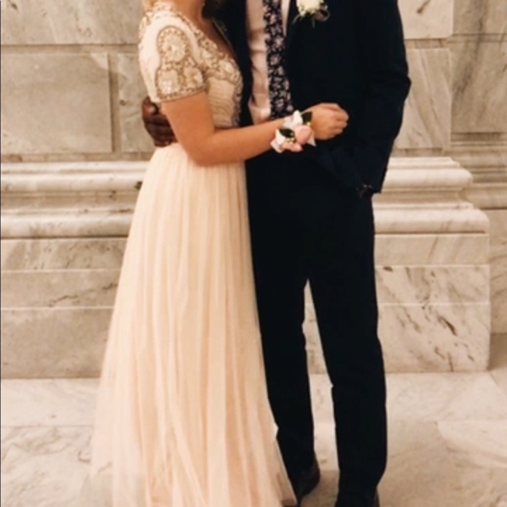 TWO PIECE BEADED PROM DRESS
